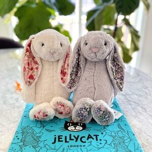 Jellycat Blossom Silver Bunny Bloom & Cream Bunny Berry Medium NWT Authentic